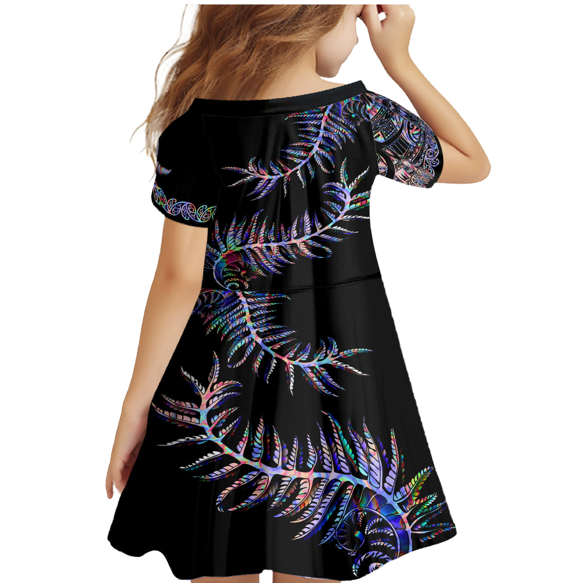 new-zealand-family-matching-mermaid-dress-and-hawaiian-shirt-aotearoa-silver-fern-mixed-papua-shell-purple-vibe