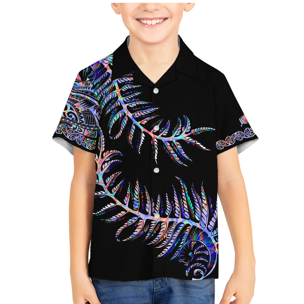 new-zealand-family-matching-mermaid-dress-and-hawaiian-shirt-aotearoa-silver-fern-mixed-papua-shell-purple-vibe