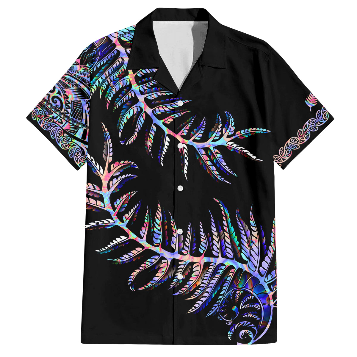 new-zealand-family-matching-off-shoulder-short-dress-and-hawaiian-shirt-aotearoa-silver-fern-mixed-papua-shell-purple-vibe