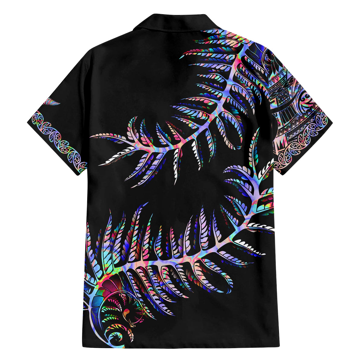 new-zealand-family-matching-off-shoulder-short-dress-and-hawaiian-shirt-aotearoa-silver-fern-mixed-papua-shell-purple-vibe