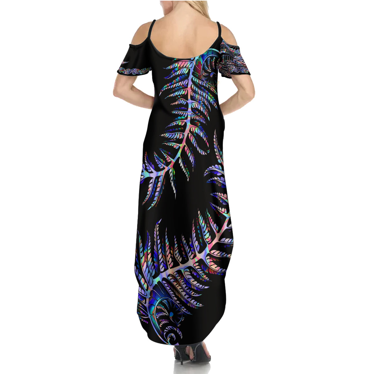 new-zealand-family-matching-summer-maxi-dress-and-hawaiian-shirt-aotearoa-silver-fern-mixed-papua-shell-purple-vibe