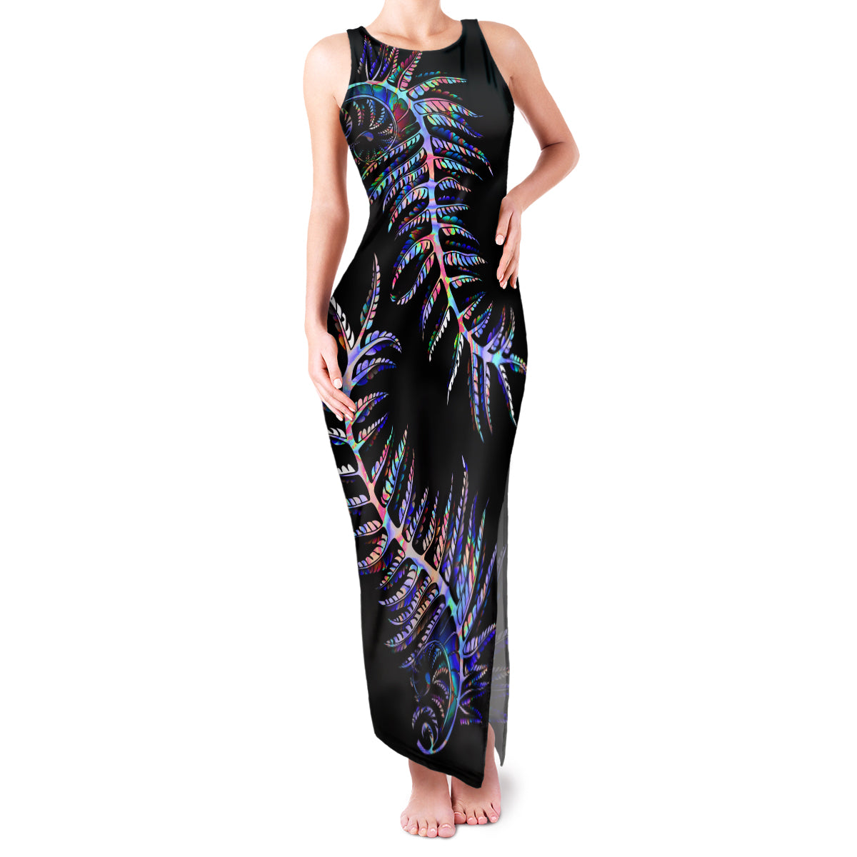 new-zealand-family-matching-tank-maxi-dress-and-hawaiian-shirt-aotearoa-silver-fern-mixed-papua-shell-purple-vibe