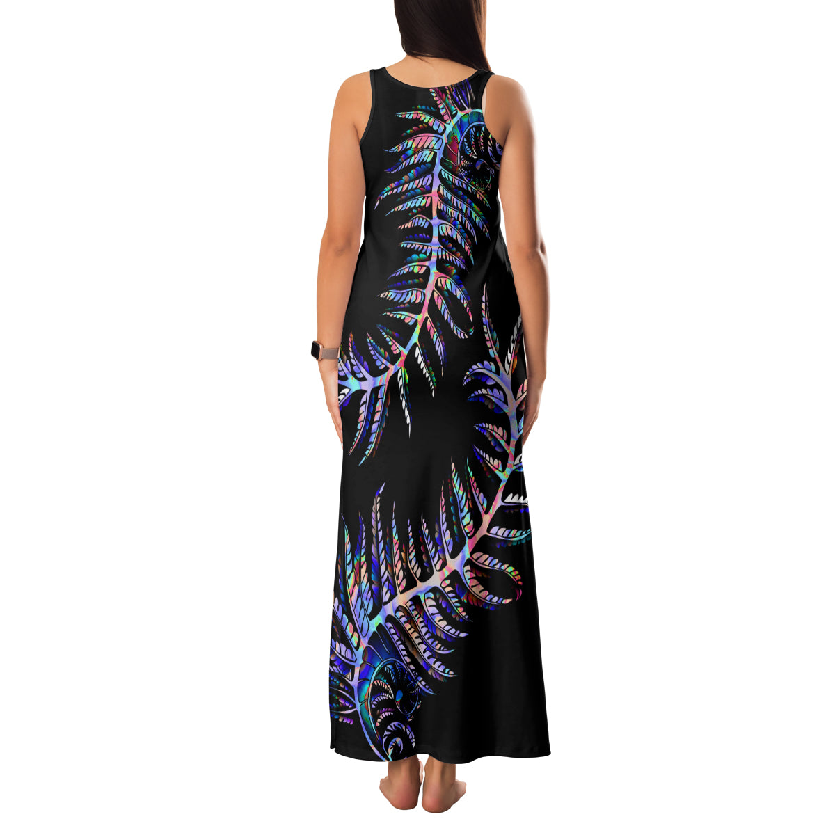 new-zealand-family-matching-tank-maxi-dress-and-hawaiian-shirt-aotearoa-silver-fern-mixed-papua-shell-purple-vibe