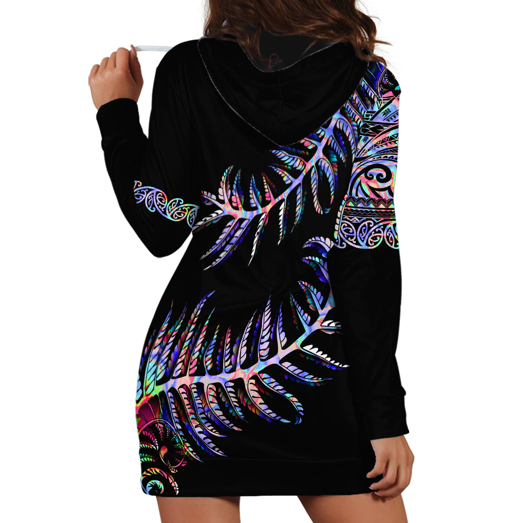 New Zealand Hoodie Dress Aotearoa Silver Fern Mixed Papua Shell Purple Vibe - Vibe Hoodie Shop