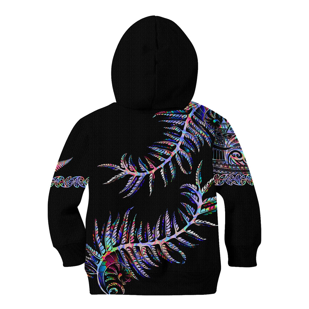 New Zealand Kid Hoodie Aotearoa Silver Fern Mixed Papua Shell Purple Vibe - Vibe Hoodie Shop