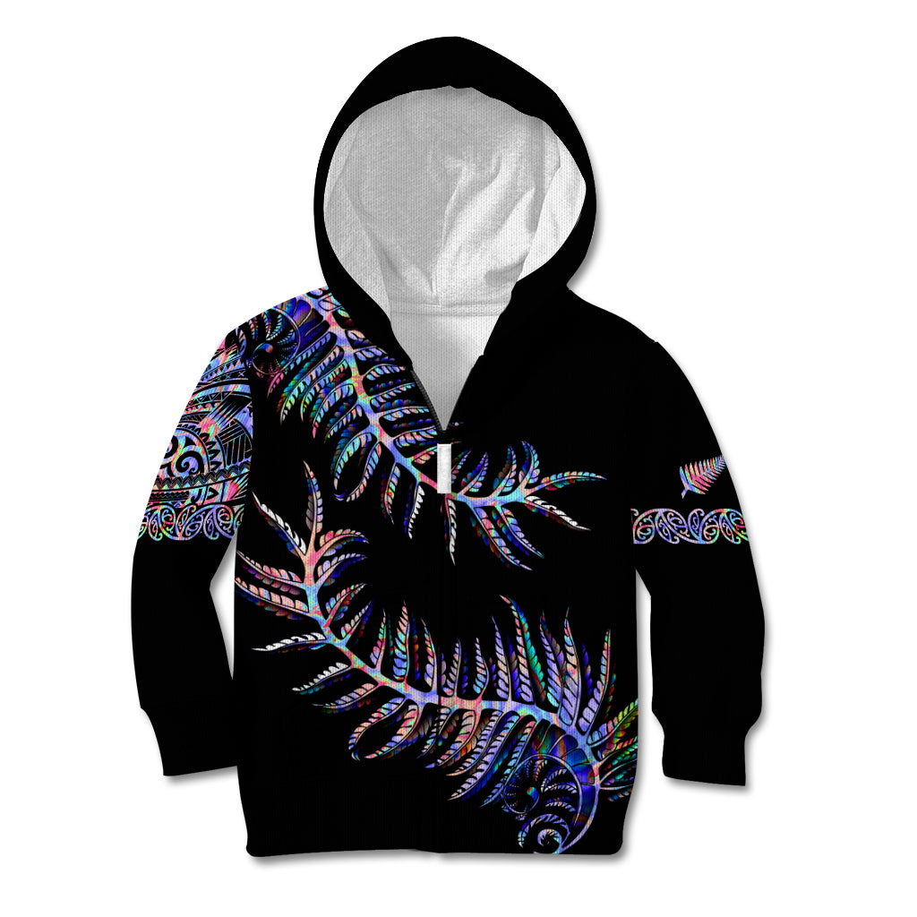 New Zealand Kid Hoodie Aotearoa Silver Fern Mixed Papua Shell Purple Vibe - Vibe Hoodie Shop