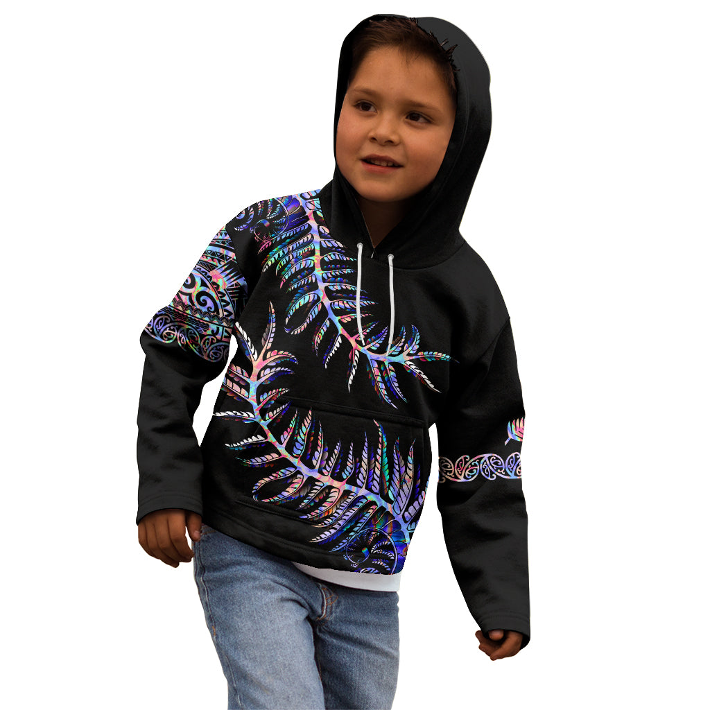 New Zealand Kid Hoodie Aotearoa Silver Fern Mixed Papua Shell Purple Vibe - Vibe Hoodie Shop