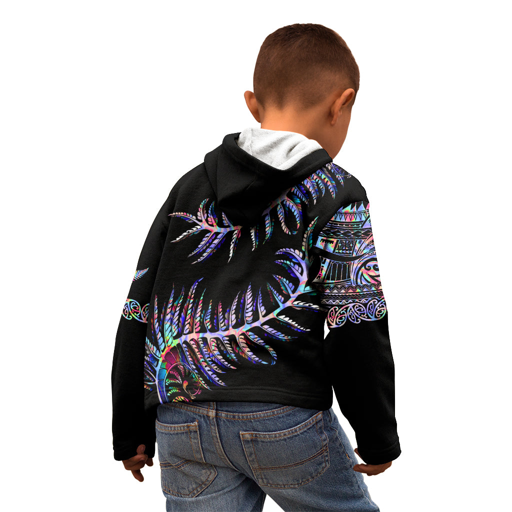 New Zealand Kid Hoodie Aotearoa Silver Fern Mixed Papua Shell Purple Vibe - Vibe Hoodie Shop