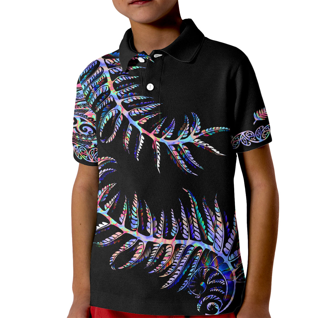 New Zealand Kid Polo Shirt Aotearoa Silver Fern Mixed Papua Shell Purple Vibe - Vibe Hoodie Shop