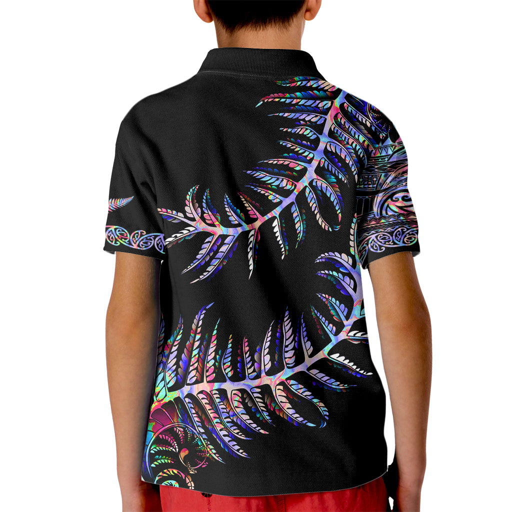 New Zealand Kid Polo Shirt Aotearoa Silver Fern Mixed Papua Shell Purple Vibe - Vibe Hoodie Shop