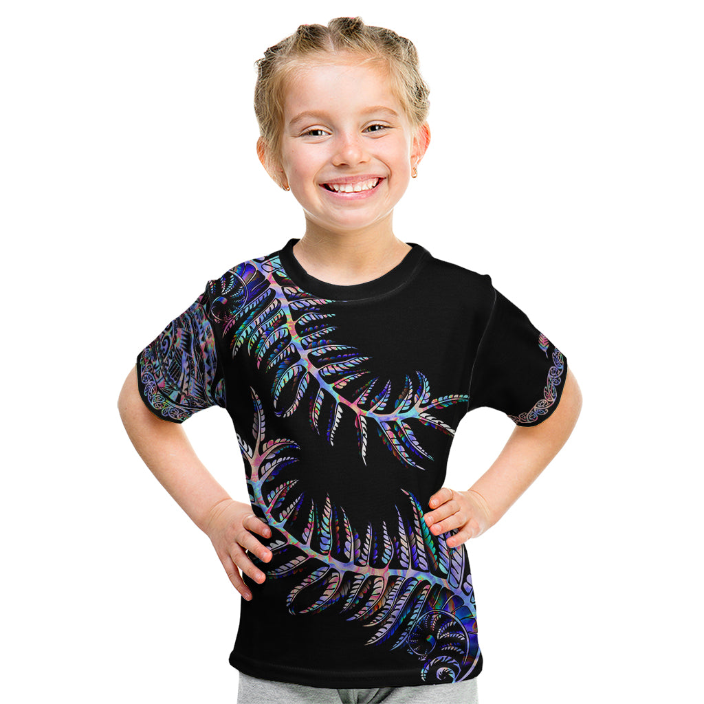 New Zealand Kid T Shirt Aotearoa Silver Fern Mixed Papua Shell Purple Vibe - Vibe Hoodie Shop