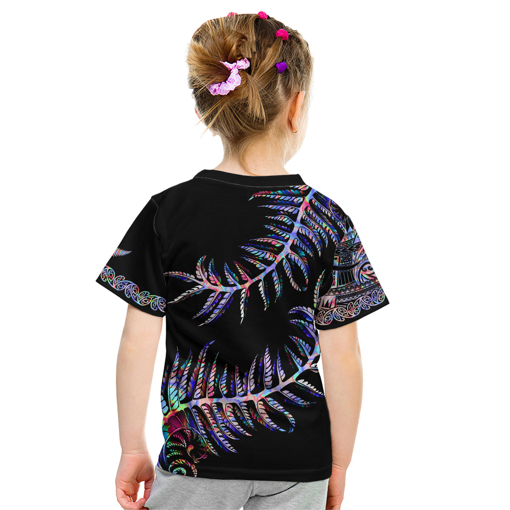 New Zealand Kid T Shirt Aotearoa Silver Fern Mixed Papua Shell Purple Vibe - Vibe Hoodie Shop