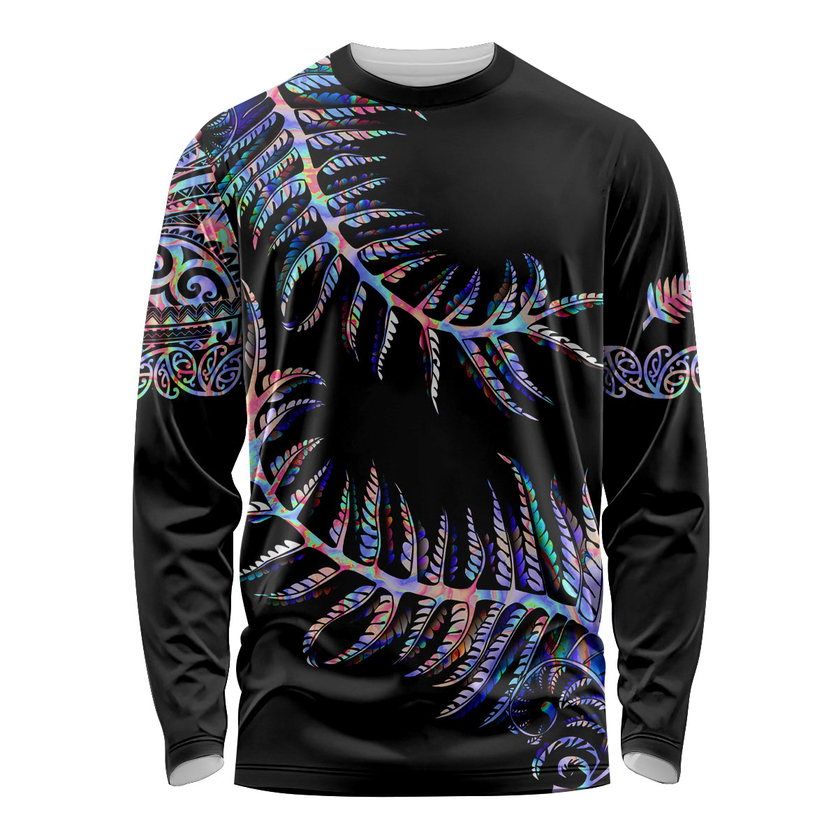 New Zealand Long Sleeve Shirt Aotearoa Silver Fern Mixed Papua Shell Purple Vibe - Vibe Hoodie Shop