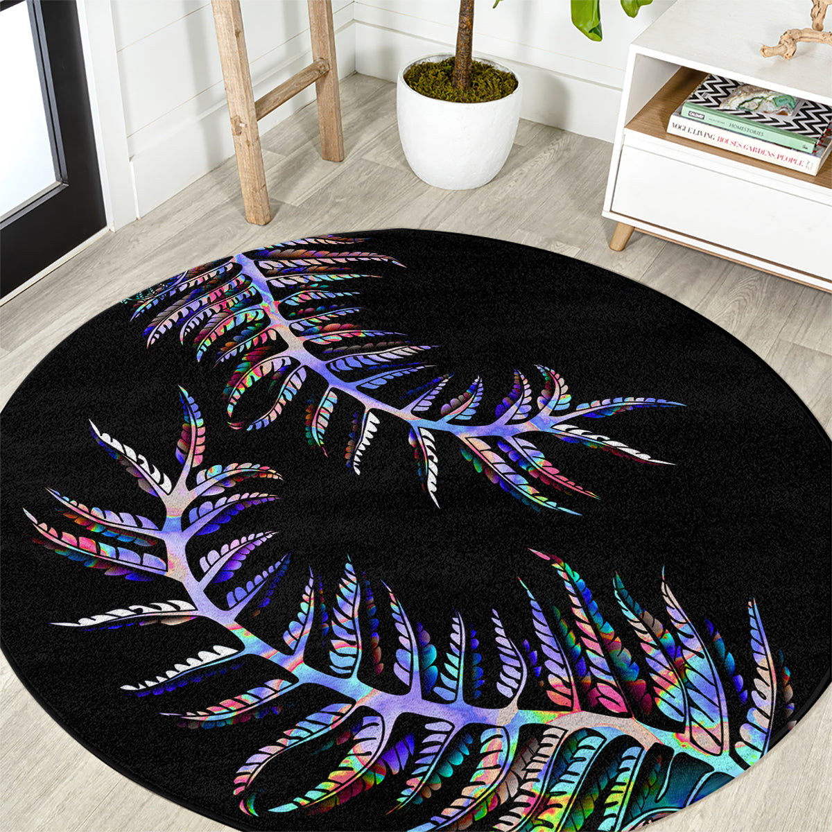 new-zealand-round-carpet-aotearoa-silver-fern-mixed-papua-shell-purple-vibe