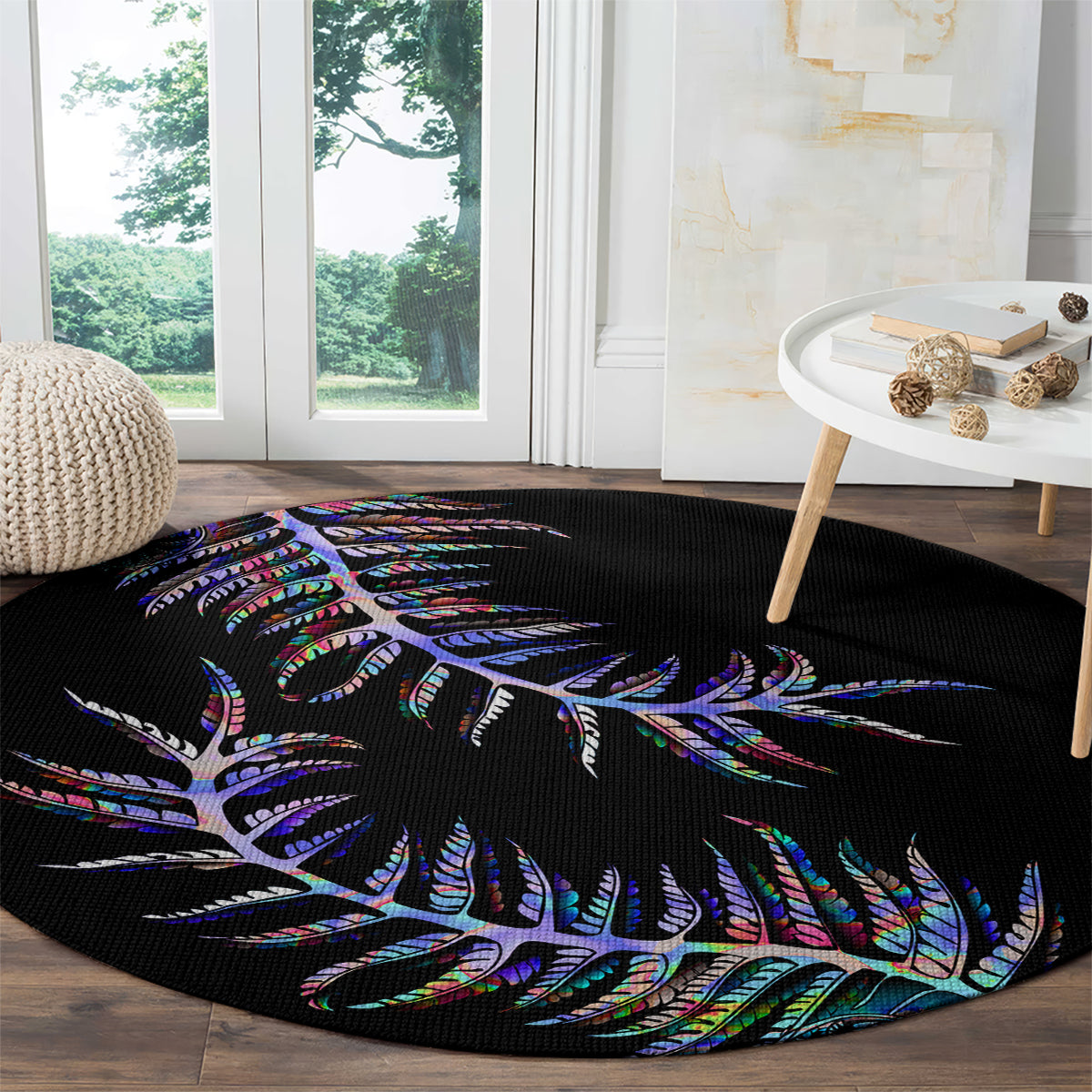 new-zealand-round-carpet-aotearoa-silver-fern-mixed-papua-shell-purple-vibe