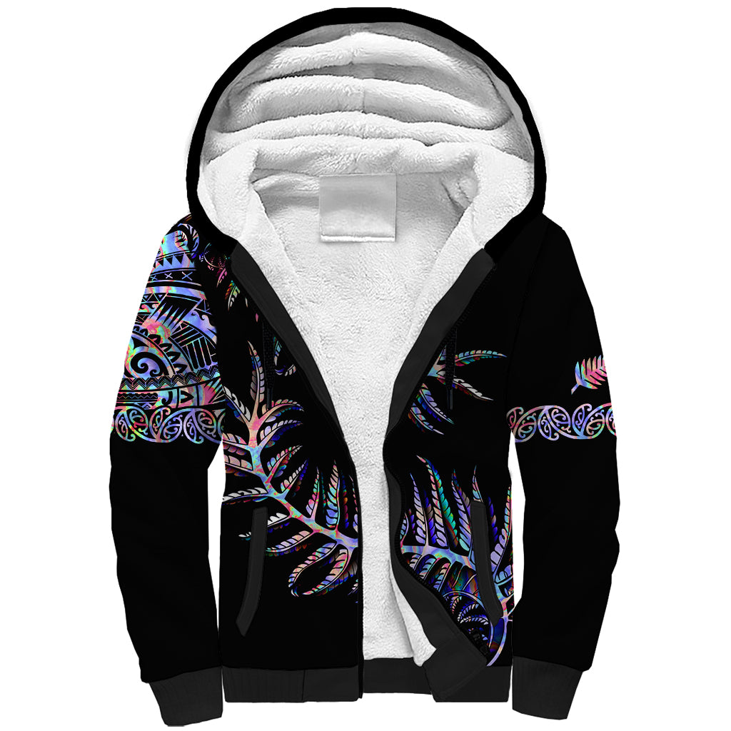 New Zealand Sherpa Hoodie Aotearoa Silver Fern Mixed Papua Shell Purple Vibe - Vibe Hoodie Shop