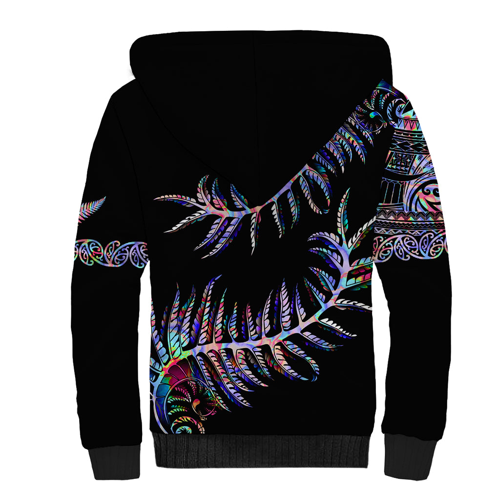 New Zealand Sherpa Hoodie Aotearoa Silver Fern Mixed Papua Shell Purple Vibe - Vibe Hoodie Shop