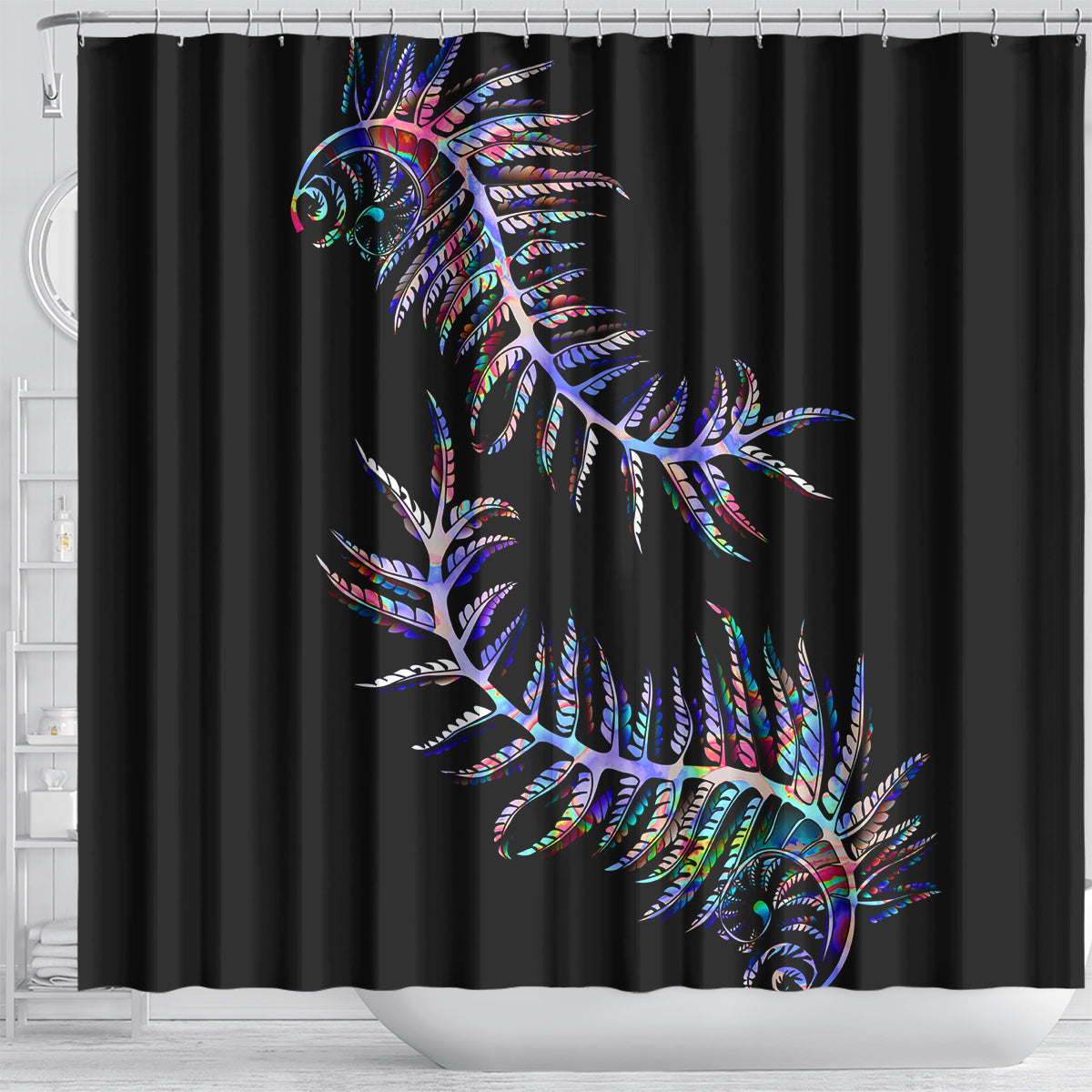 new-zealand-shower-curtain-aotearoa-silver-fern-mixed-papua-shell-purple-vibe