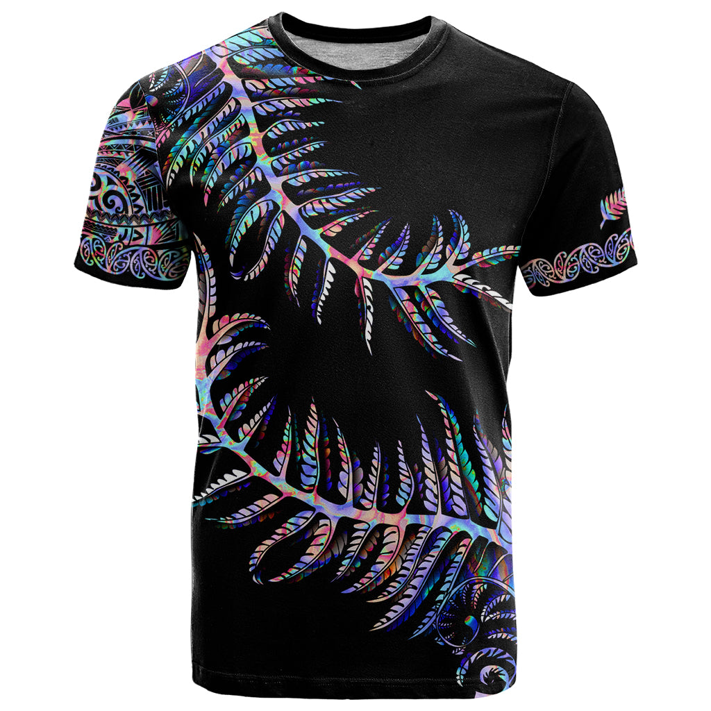 New Zealand T Shirt Aotearoa Silver Fern Mixed Papua Shell Purple Vibe LT9 - Vibe Hoodie Shop