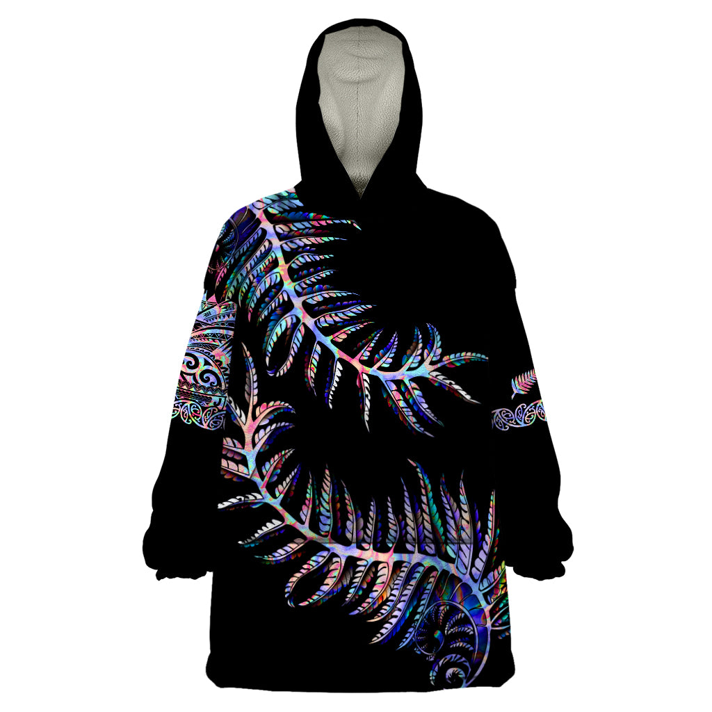 New Zealand Wearable Blanket Hoodie Aotearoa Silver Fern Mixed Papua Shell Purple Vibe - Vibe Hoodie Shop