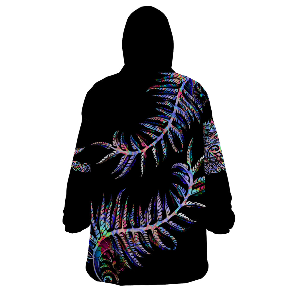 New Zealand Wearable Blanket Hoodie Aotearoa Silver Fern Mixed Papua Shell Purple Vibe - Vibe Hoodie Shop