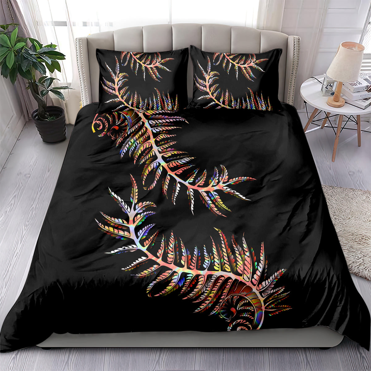 New Zealand Bedding Set Aotearoa Silver Fern Mixed Papua Shell Red Vibe - Vibe Hoodie Shop