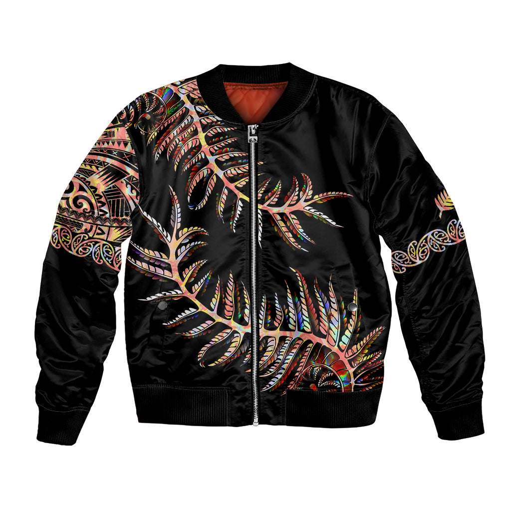 New Zealand Bomber Jacket Aotearoa Silver Fern Mixed Papua Shell Red Vibe - Vibe Hoodie Shop