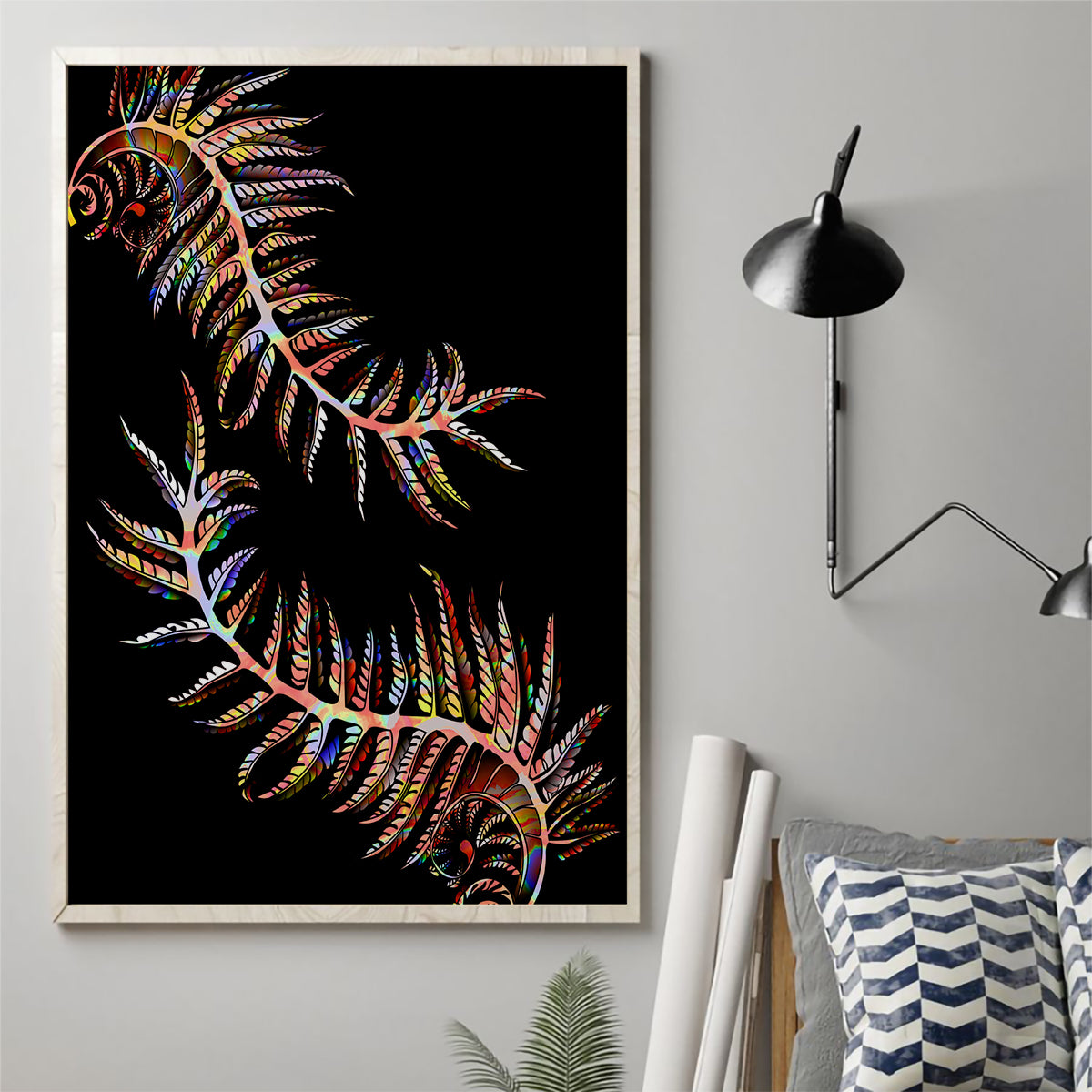 new-zealand-canvas-wall-art-aotearoa-silver-fern-mixed-papua-shell-red-vibe