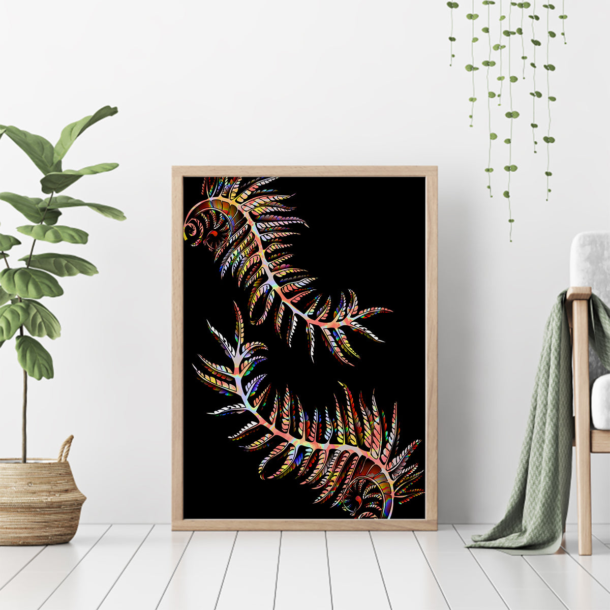 new-zealand-canvas-wall-art-aotearoa-silver-fern-mixed-papua-shell-red-vibe