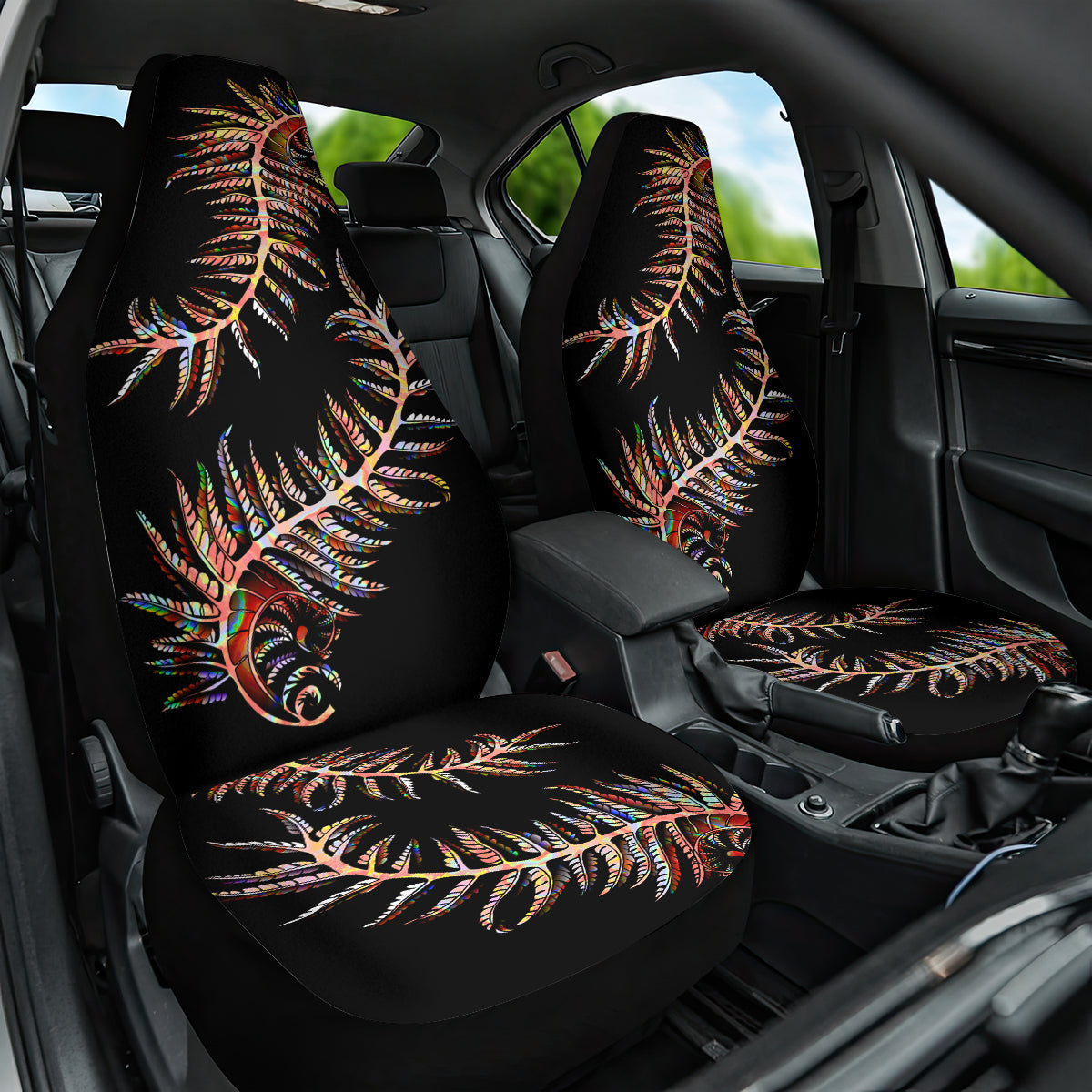 New Zealand Car Seat Cover Aotearoa Silver Fern Mixed Papua Shell Red Vibe - Vibe Hoodie Shop