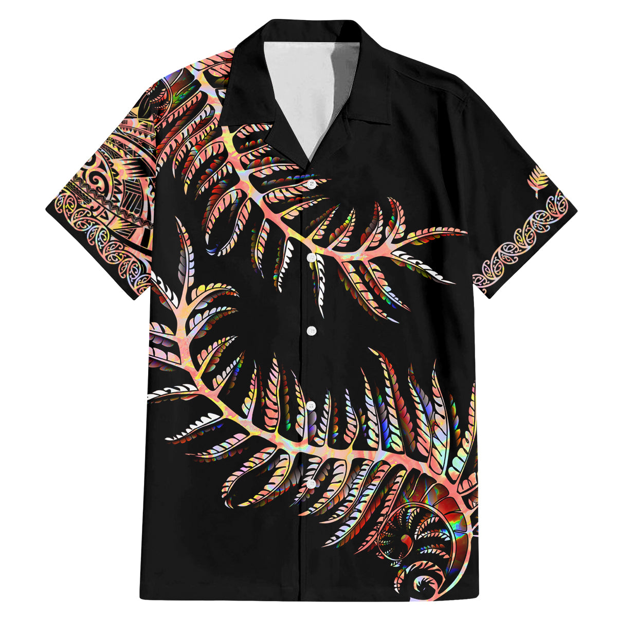 new-zealand-family-matching-mermaid-dress-and-hawaiian-shirt-aotearoa-silver-fern-mixed-papua-shell-red-vibe