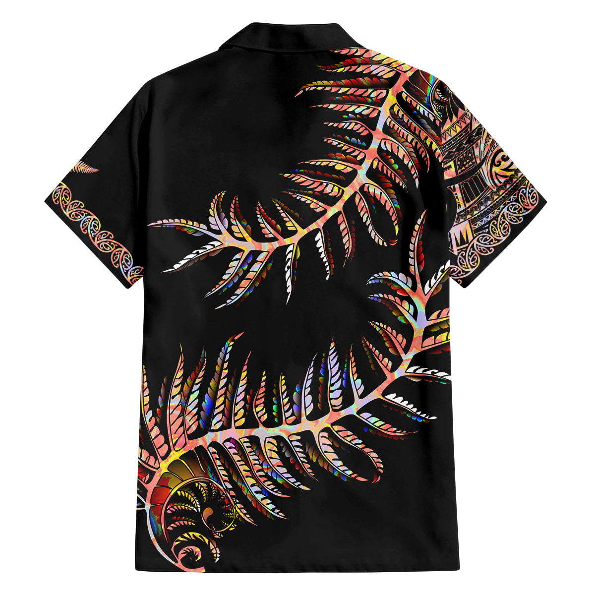 new-zealand-family-matching-off-shoulder-short-dress-and-hawaiian-shirt-aotearoa-silver-fern-mixed-papua-shell-red-vibe