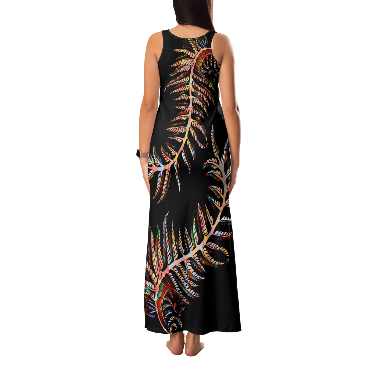 new-zealand-family-matching-tank-maxi-dress-and-hawaiian-shirt-aotearoa-silver-fern-mixed-papua-shell-red-vibe