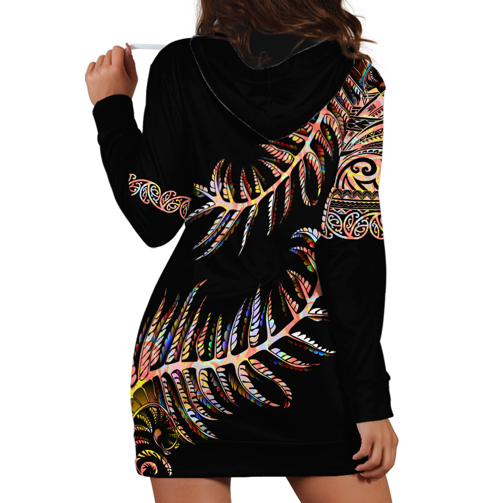 New Zealand Hoodie Dress Aotearoa Silver Fern Mixed Papua Shell Red Vibe - Vibe Hoodie Shop