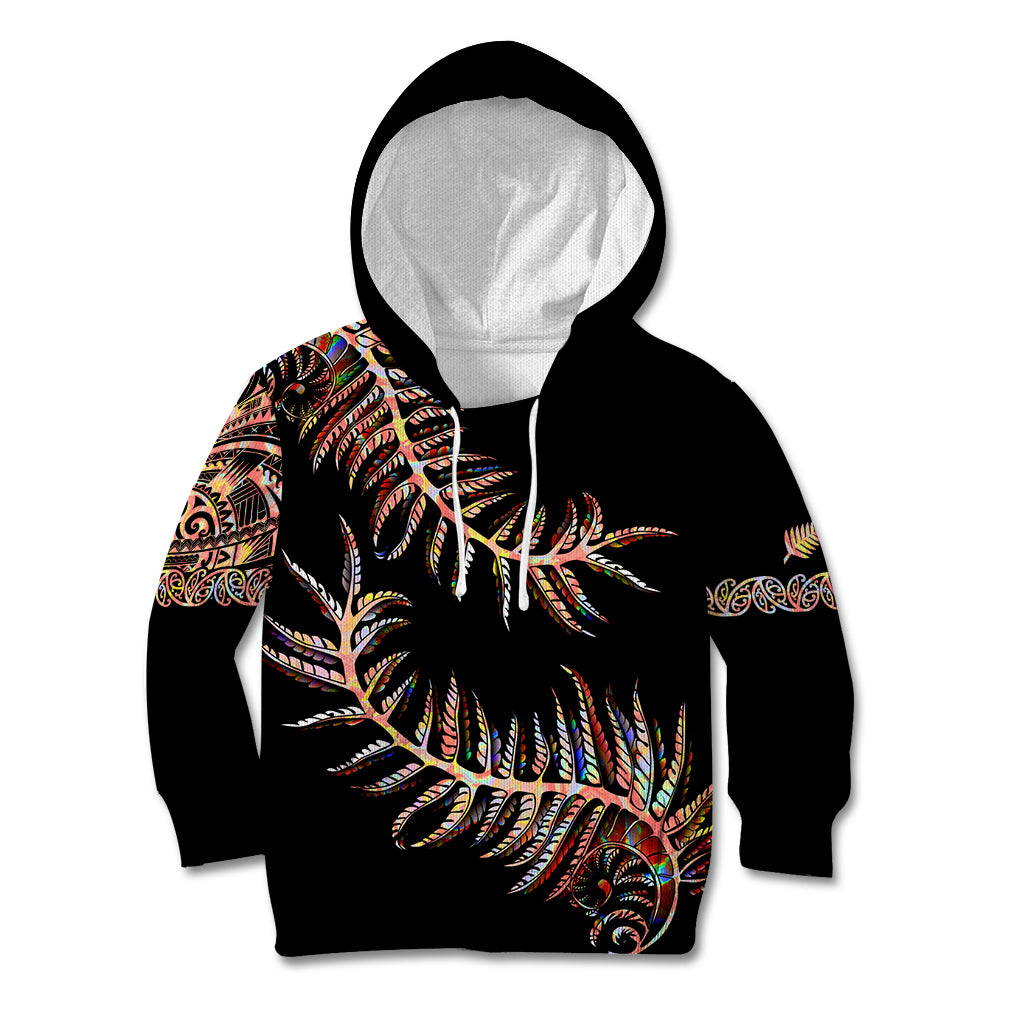 New Zealand Kid Hoodie Aotearoa Silver Fern Mixed Papua Shell Red Vibe - Vibe Hoodie Shop