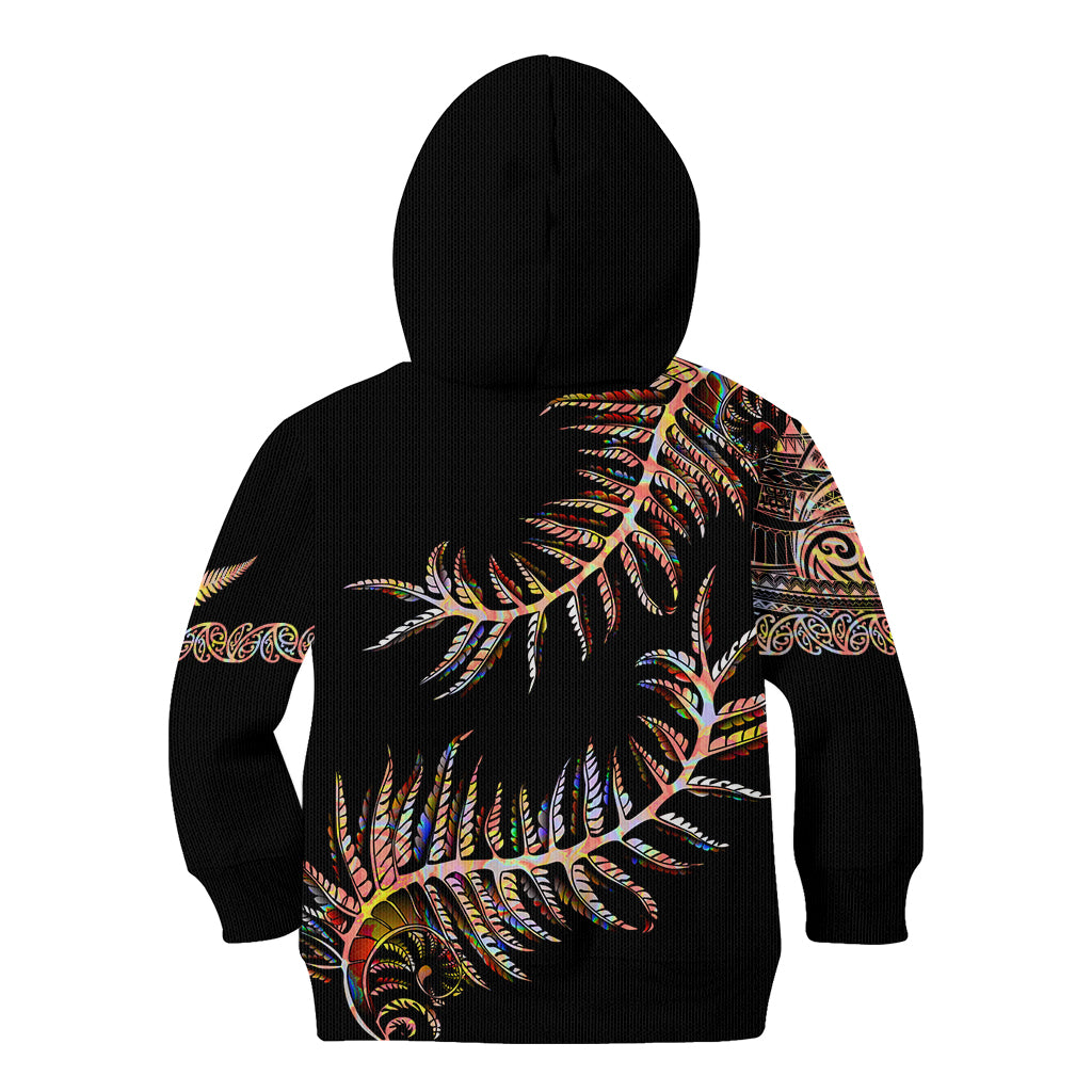 New Zealand Kid Hoodie Aotearoa Silver Fern Mixed Papua Shell Red Vibe - Vibe Hoodie Shop