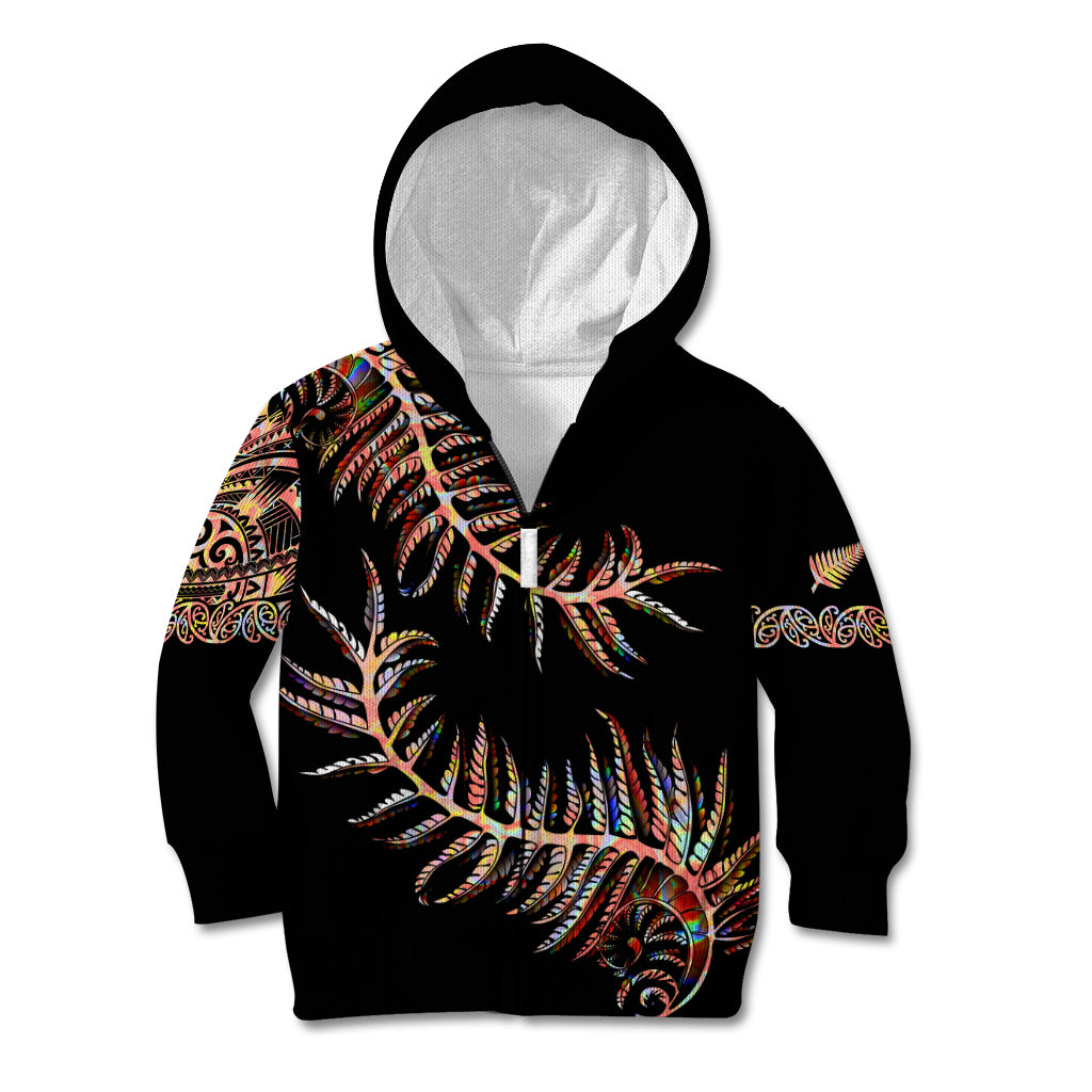 New Zealand Kid Hoodie Aotearoa Silver Fern Mixed Papua Shell Red Vibe - Vibe Hoodie Shop