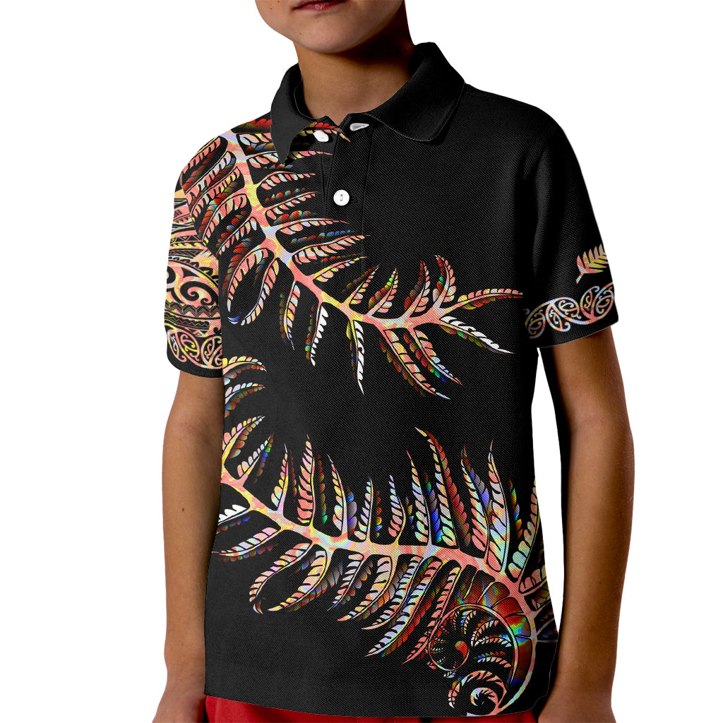 New Zealand Kid Polo Shirt Aotearoa Silver Fern Mixed Papua Shell Red Vibe - Vibe Hoodie Shop