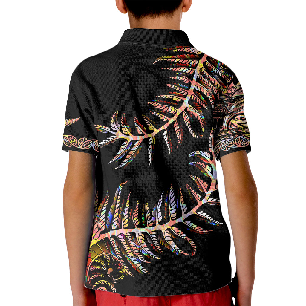 New Zealand Kid Polo Shirt Aotearoa Silver Fern Mixed Papua Shell Red Vibe - Vibe Hoodie Shop