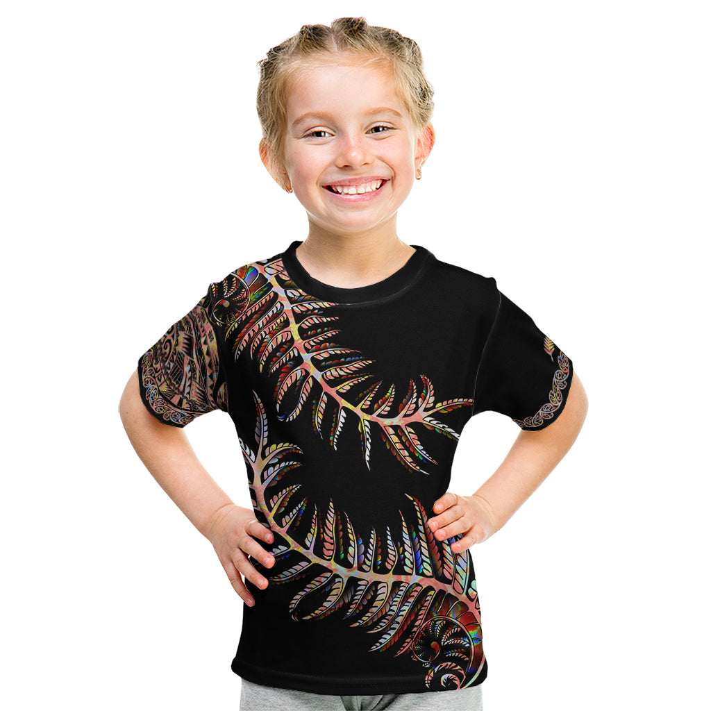 New Zealand Kid T Shirt Aotearoa Silver Fern Mixed Papua Shell Red Vibe - Vibe Hoodie Shop