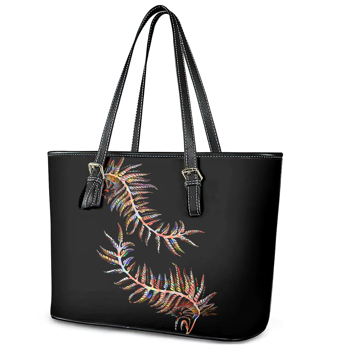 new-zealand-leather-tote-bag-aotearoa-silver-fern-mixed-papua-shell-red-vibe