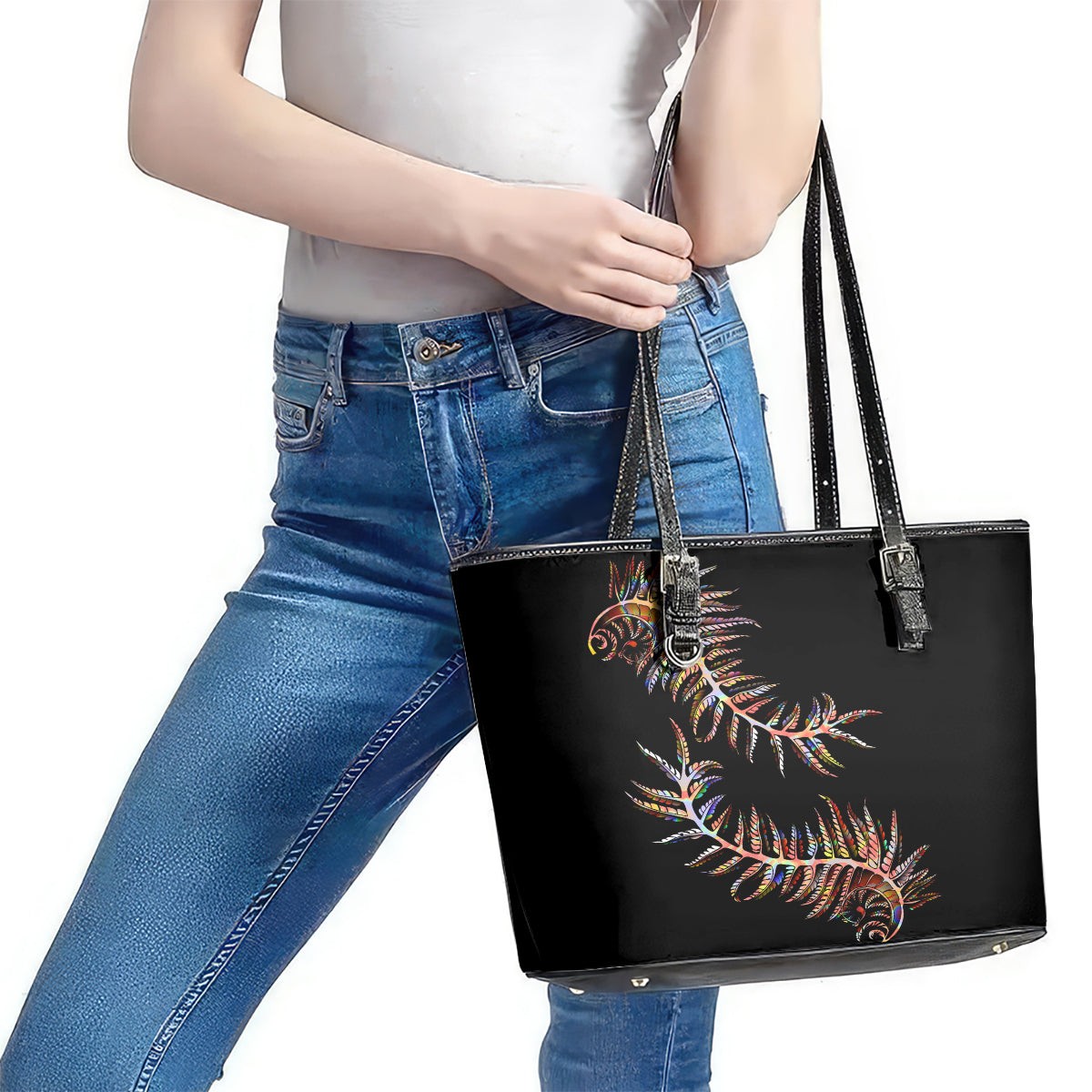 new-zealand-leather-tote-bag-aotearoa-silver-fern-mixed-papua-shell-red-vibe