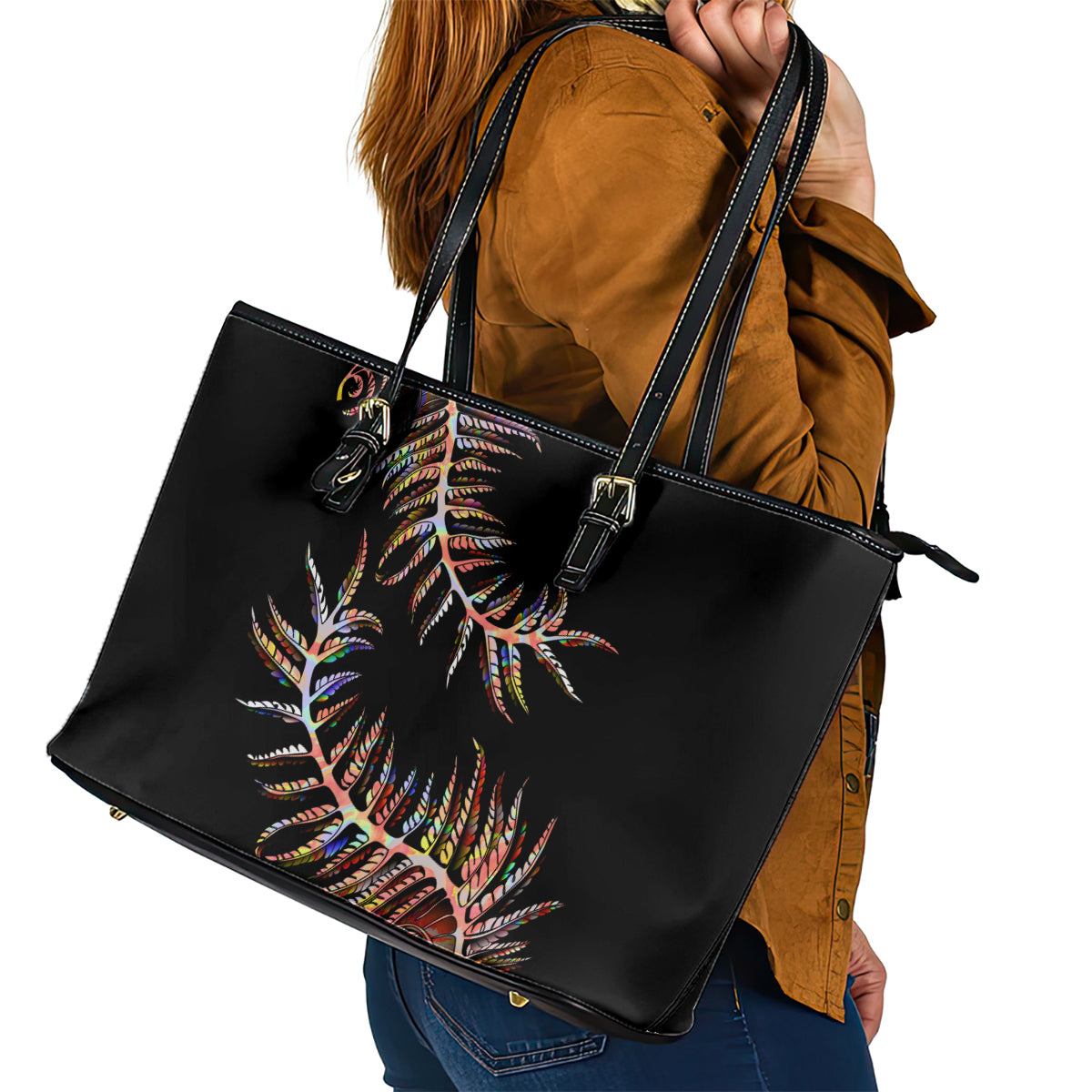 new-zealand-leather-tote-bag-aotearoa-silver-fern-mixed-papua-shell-red-vibe