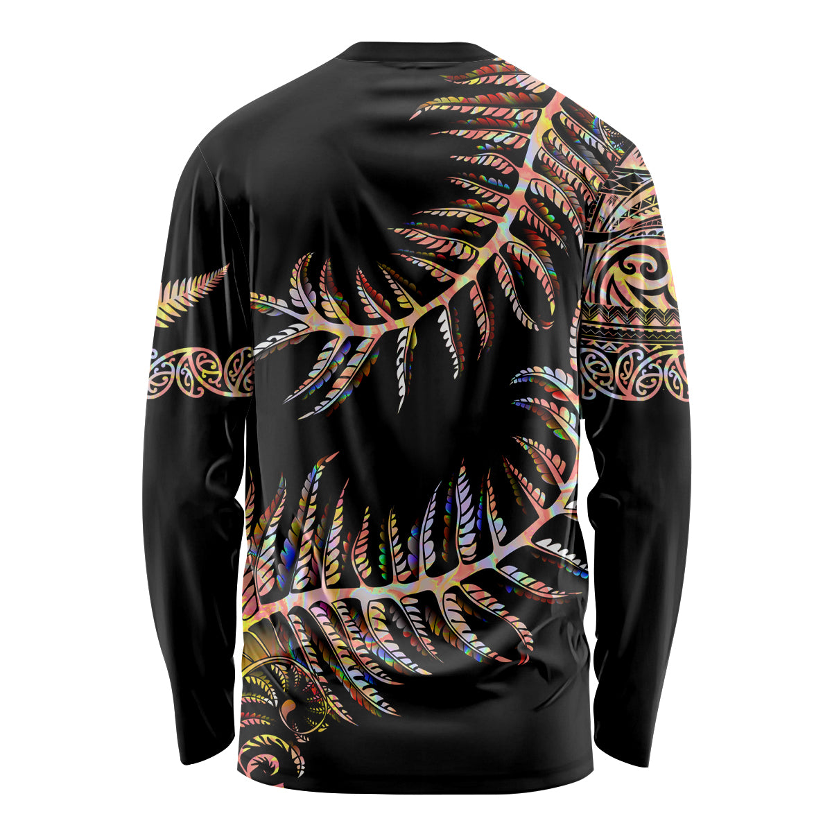 New Zealand Long Sleeve Shirt Aotearoa Silver Fern Mixed Papua Shell Red Vibe - Vibe Hoodie Shop