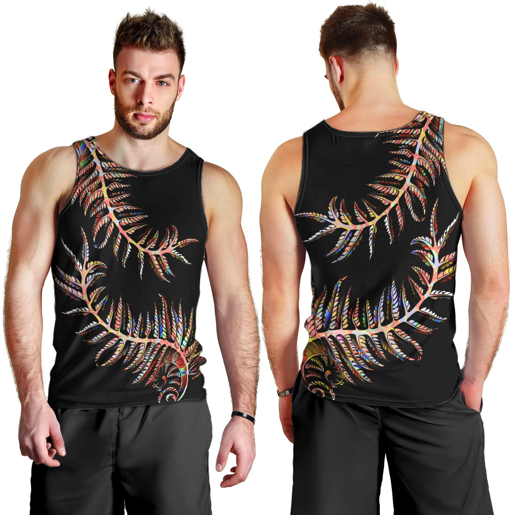 New Zealand Men Tank Top Aotearoa Silver Fern Mixed Papua Shell Red Vibe - Vibe Hoodie Shop