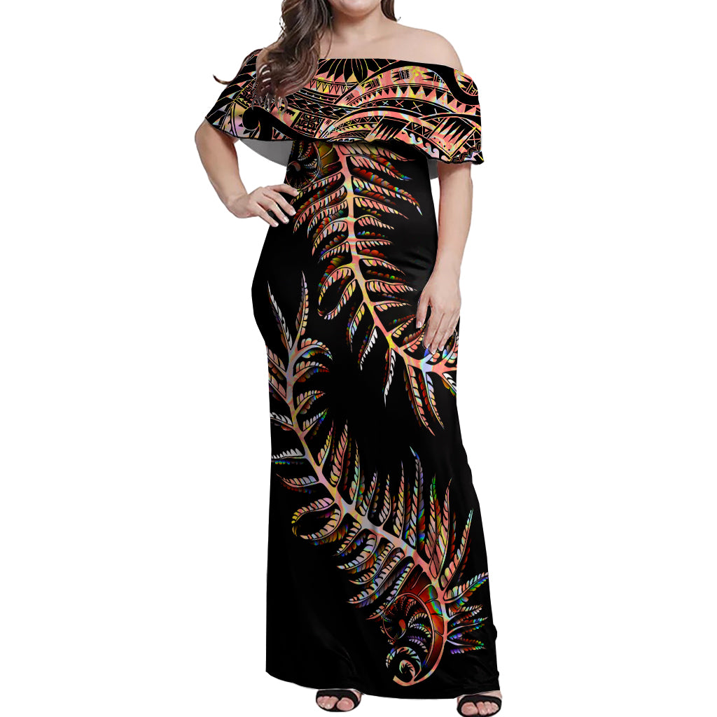 new-zealand-off-shoulder-maxi-dress-aotearoa-silver-fern-mixed-papua-shell-red-vibe