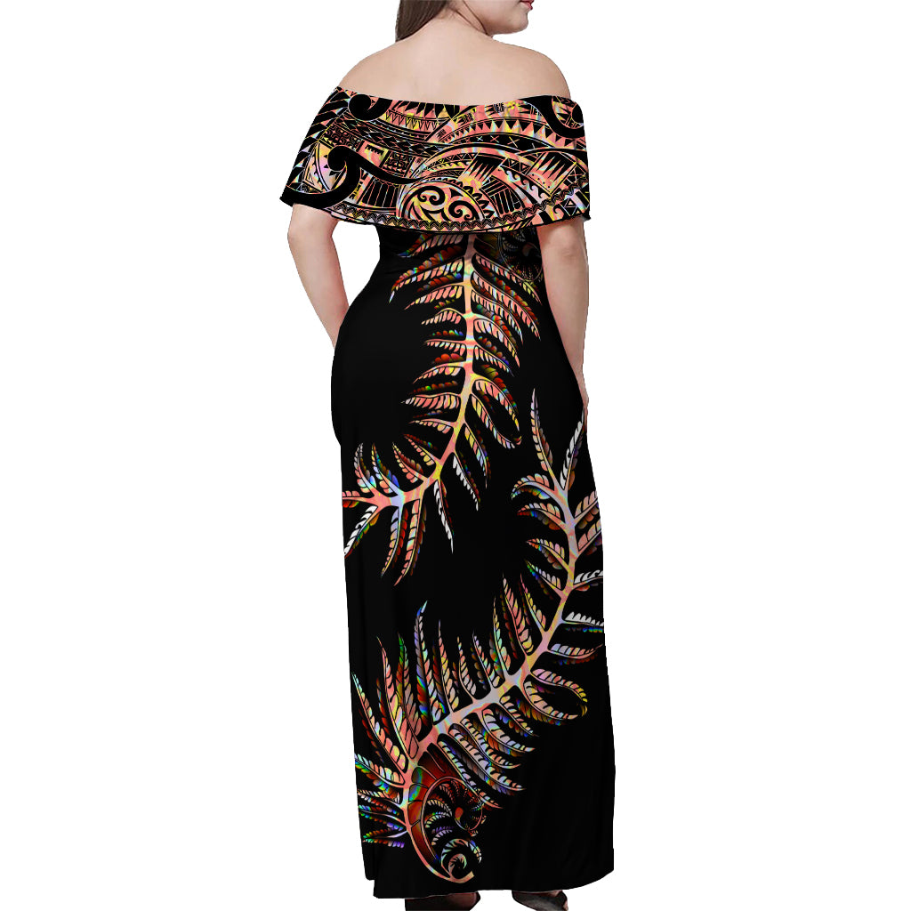 new-zealand-off-shoulder-maxi-dress-aotearoa-silver-fern-mixed-papua-shell-red-vibe