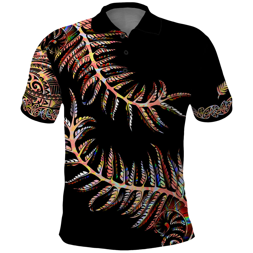 New Zealand Polo Shirt Aotearoa Silver Fern Mixed Papua Shell Red Vibe LT9 - Vibe Hoodie Shop