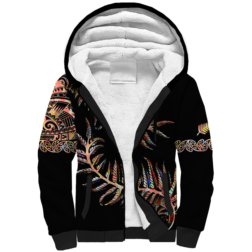 New Zealand Sherpa Hoodie Aotearoa Silver Fern Mixed Papua Shell Red Vibe - Vibe Hoodie Shop