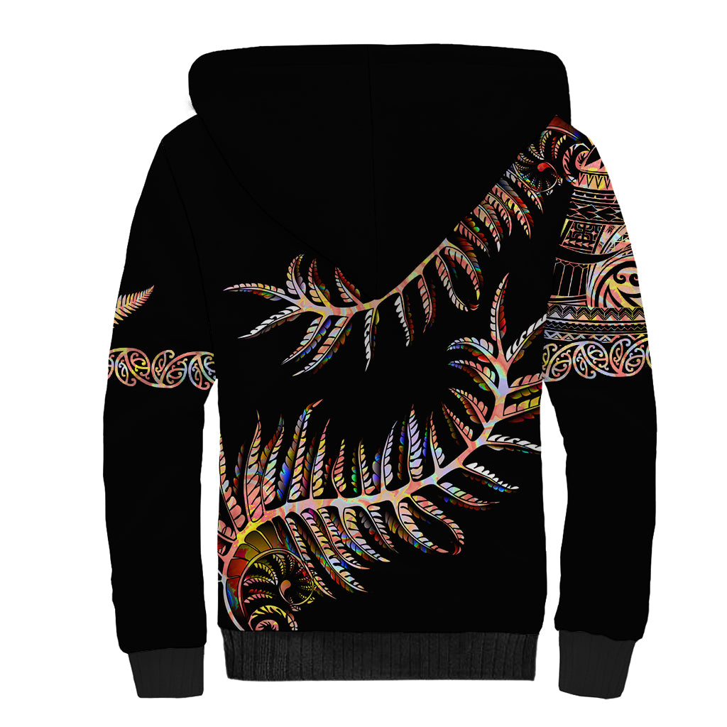 New Zealand Sherpa Hoodie Aotearoa Silver Fern Mixed Papua Shell Red Vibe - Vibe Hoodie Shop